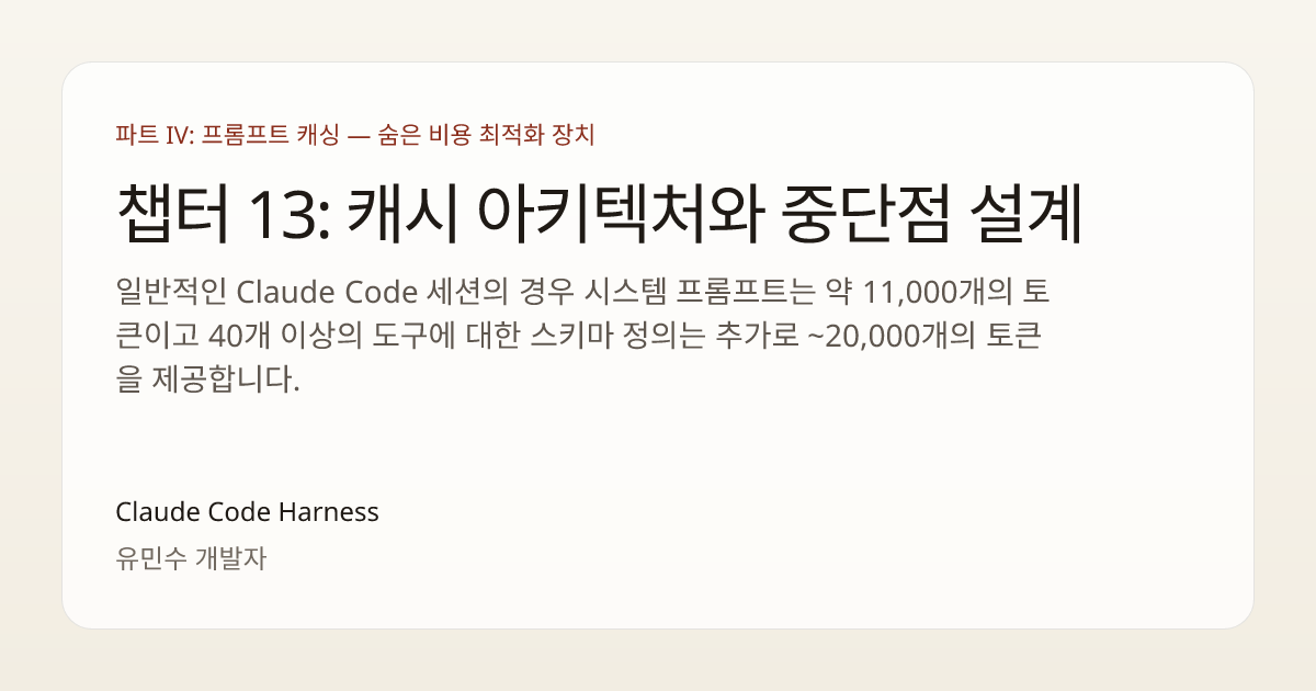 챕터 13: 캐시 아키텍처와 중단점 설계 | Claude Code Harness